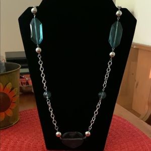 Long teal necklace